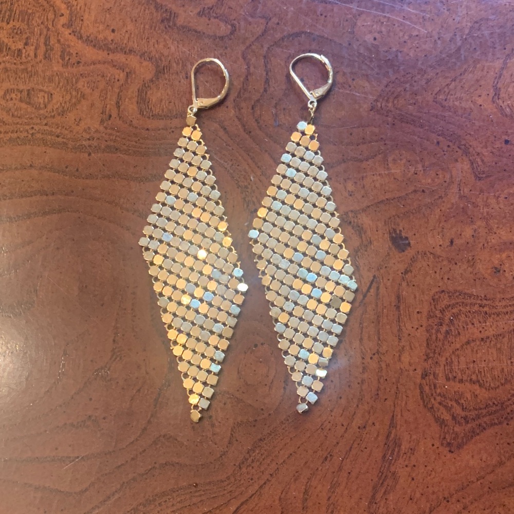Vintage & Unique Glamorous Gold Dangle Mesh Earrings/Whiting & Davis